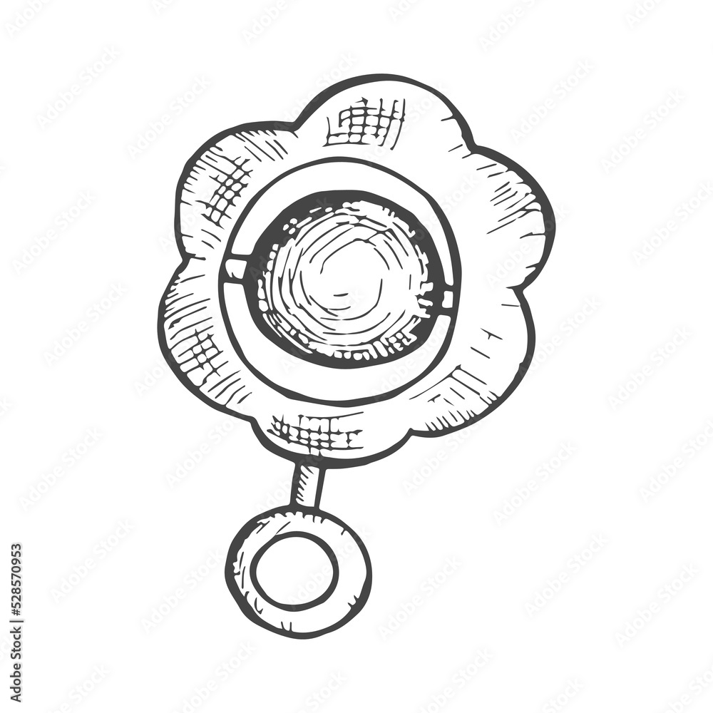 baby rattle sketch vector illustration Stock Vector | Adobe Stock