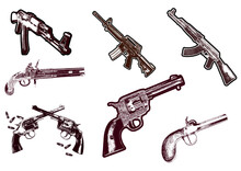 Vintage Guns Illustration Set Vector Remixed From Public Domain Collection
