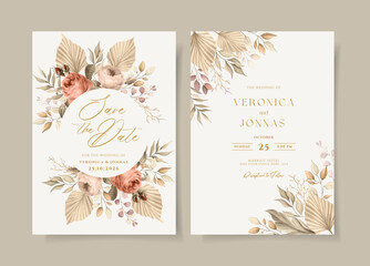 elegant dried floral wedding invitation card template