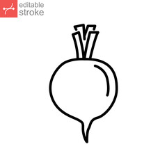 Poster - Beetroot icon. Nature food. Vegetarian, vegetable, veggies. Sugar beet logo. Fresh radish beets with leaves for apps and websites outline style. vector illustration. design on white background EPS 10