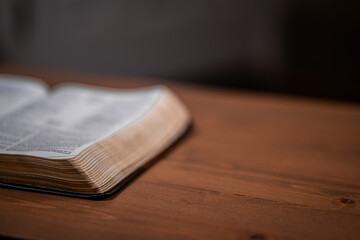 Wall Mural - Bible on wood table