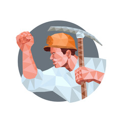 Wall Mural - Coal Miner Pick Axe Fist Low Polygon