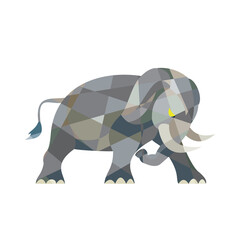 Wall Mural - Elephant Attacking Side Low Polygon