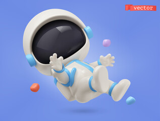 Astronaut 3d vector cartoon illustration