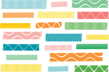 Wall Mural - Collection of washi tape, masking tape, adhesive tape strips or stickers. EPS file has global colors for easy color changes and semitransparent tape strips.