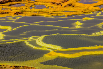  Colorful ponds in the volcanic landscape of Dallol, Danakil depression, Ethiopia