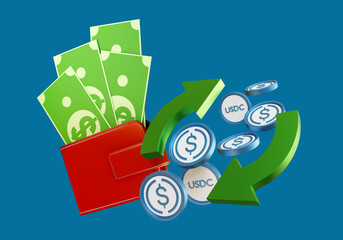 Aufkleber - crypto trading. cryptocurrency usdc. exchange dollars for usdc. buying digital dollar. exchange fiat