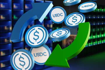 Aufkleber - usdc investment. investing in stablecoins. buying digital dollar. investments in usdc currency. usdc