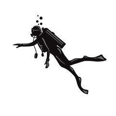 Wall Mural - Illustration of a scuba diver with underwater equipment  vector art stock images