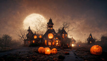 Halloween Background With Pumpkins