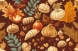Autumn decorative seamless pattern with seasonal elements