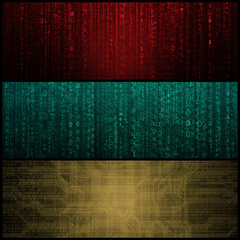 Wall Mural - Concept of Hacker Attack, Virus Infected Software, Dark Web and Cyber Security. Abstract Digital Background With Elements of Binary Code and Computer Programs.