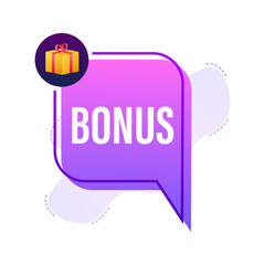 Sticker - Bonus for promotion design. Surprise banner. Discount banner promotion template. Web template for marketing promo design. Vector stock illustration.