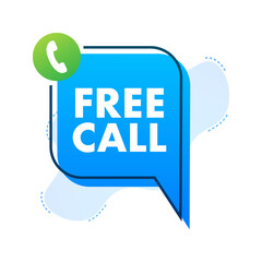 Poster - Free call. Information technology. Telephone icon. Customer service. Vector stock illustration.