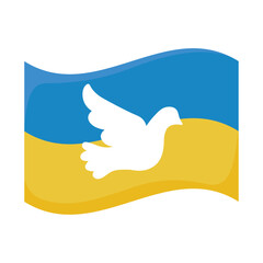 Canvas Print - Ukraine flag with pigeon, no war