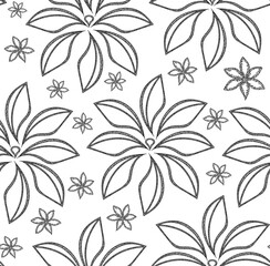 Wall Mural - Abstract decorative vector seamless pattern with hand drawn flowers with long petals