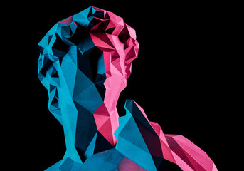 Wall Mural - low poly greek statue neural network style wallpaper background concept.