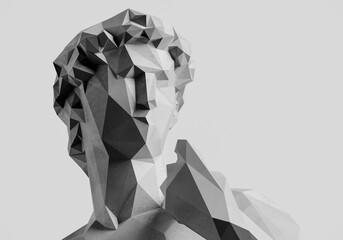 Wall Mural - low poly greek statue neural network style wallpaper background concept.