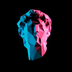 Wall Mural - low poly greek statue neural network style wallpaper background concept.