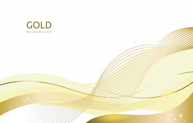 Poster - Gold White Background Shiny Sparkling Golden Line Wave