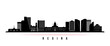 Regina skyline horizontal banner. Black and white silhouette of Regina, Saskatchewan. Vector template for your design.