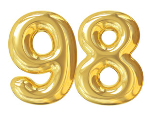 3d number 98 gold balloon