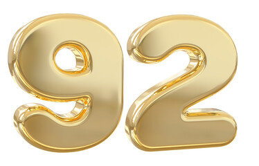 3d number 92 gold