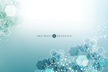 Fototapete - modern futuristic background of the scientific hexagonal pattern. virtual abstract background with p
