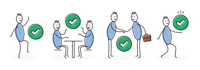 Poster - Business handshake. Successful deal. Vector illustration. Set of accept, agreement symbol.
