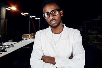 Wall Mural - portrait of serious african engineer at factory