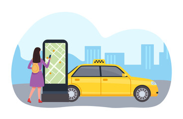 Poster - online service taxi application with map location
