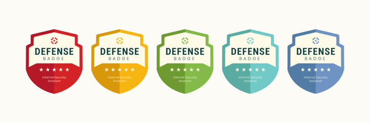 Poster - digital badge shield defense design. vector emblem certified company training. protect icon with 5 s