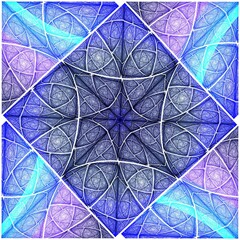 Colorful stained glass square fractal, computer generated abstract background,