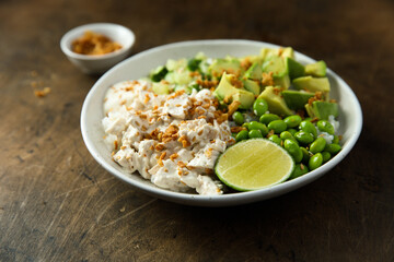 Wall Mural - Homemade chicken bowl with avocado