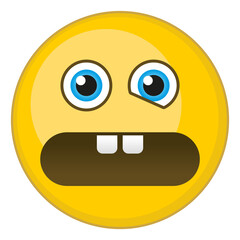 Canvas Print - Anguished face emoji. Yellow round emoticon with shock expression