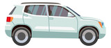 White hatchback. Compact city car in cartoon style