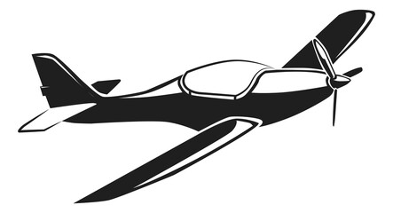 Poster - Flying airplane icon. Simple light plane with propeller