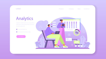 Poster - System analyst web banner or landing page. IT technologies