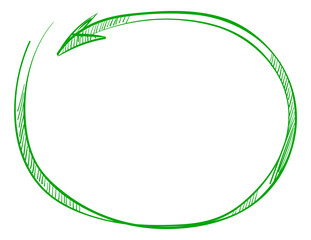 Poster - round arrow. hand drawn green text border