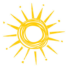Wall Mural - cute sun in childish sketch style. summer heat symbol