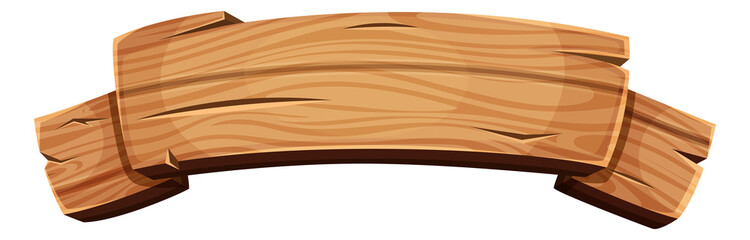 Wall Mural - wooden banner in ribbon style. empty cartoon board