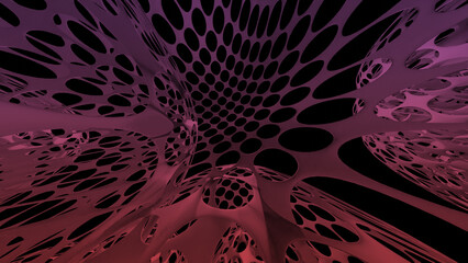 Poster - red abstract design with metal rounded hole shape design