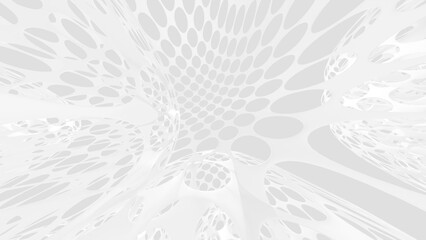Poster - white abstract design with metal rounded hole shape design