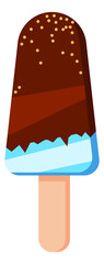 Wall Mural - Ice cream bar on wooden stick. Chocolate sweet with sprinkles