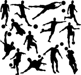 Wall Mural - Football Soccer Player Silhouettes