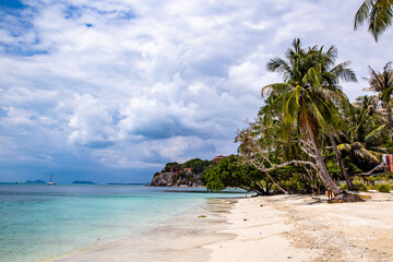 Leela Beach and wooden promenade in koh Phangan, Thailand