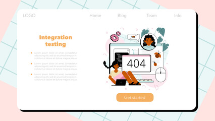 Poster - Software tester web banner or landing page. Application or website