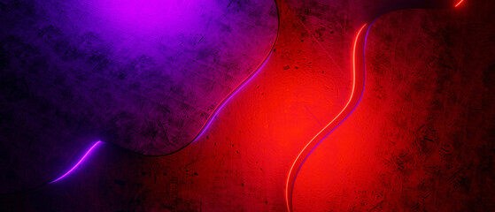 Wall Mural - Violet and Red Combination Dynamic Shape Abstract Minimal Grungy Color Background with Purple and Red Light Smooth Texture. 3D Illustration