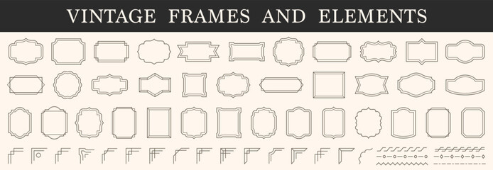 Wall Mural - vintage frame, border set. old frames. vintage elements. vector illustration