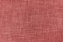 Texture Of Natural Red Upholstery Fabric Or Cloth. Fabric Texture Of Natural Cotton Or Linen Textile Material. Red Canvas Background. Decorative Fabric For Curtain, Furniture, Walls, Clothes
